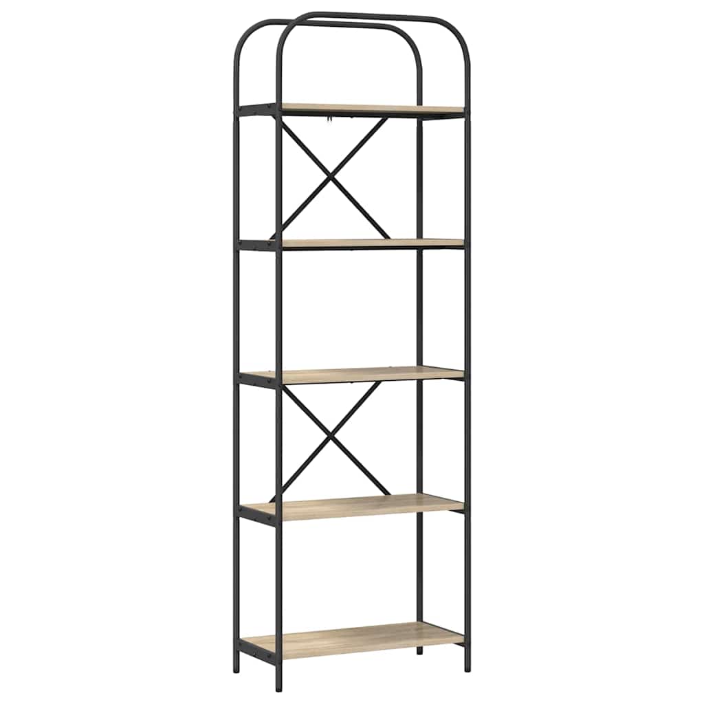Bogreol 5 niveauer 60 x 30 x 183 cm Konstrueret træ Sonoma eg