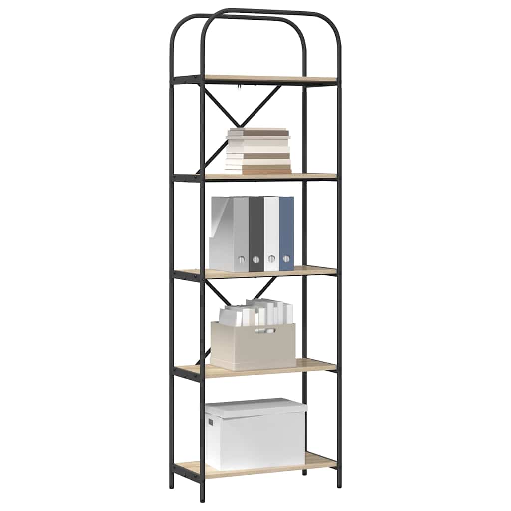Bogreol 5 niveauer 60 x 30 x 183 cm Konstrueret træ Sonoma eg