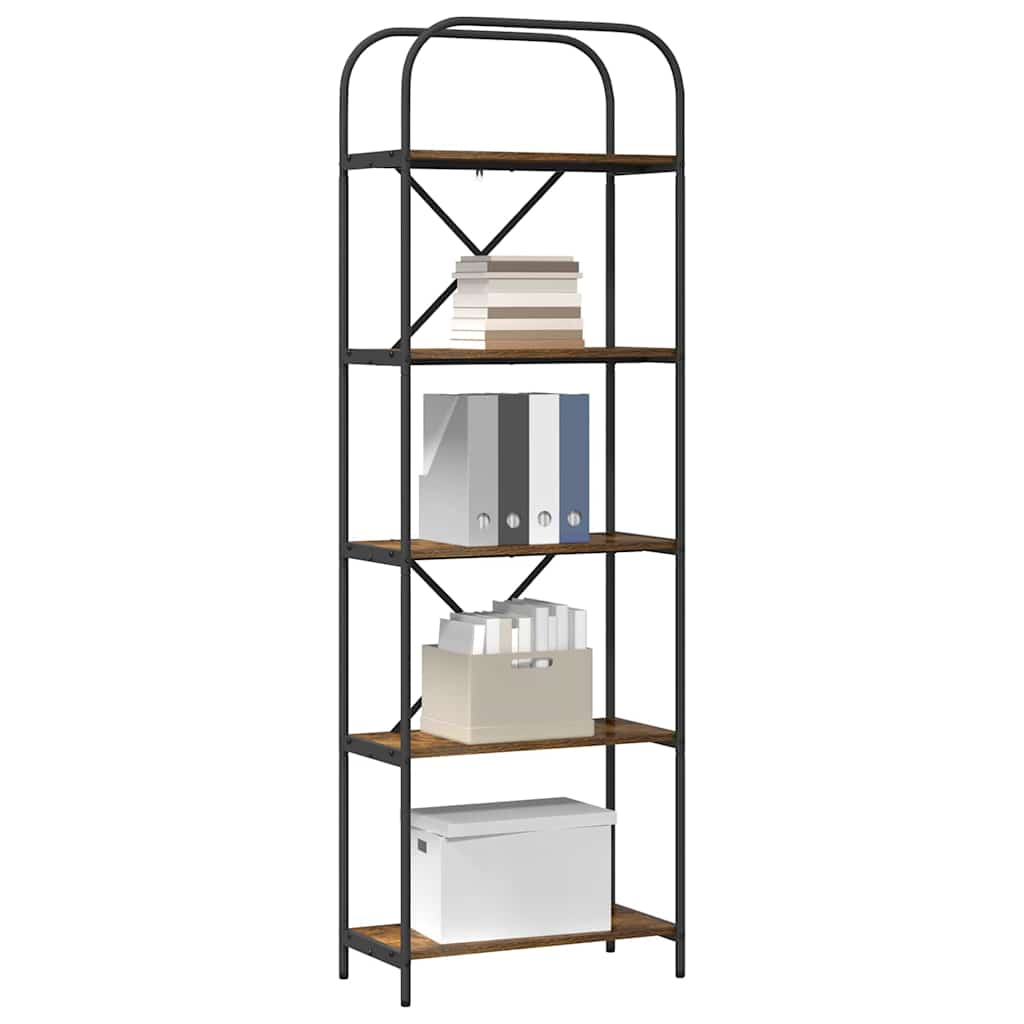 Bogreol 5 niveauer 60 x 30 x 183 cm Konstrueret træ Røget eg