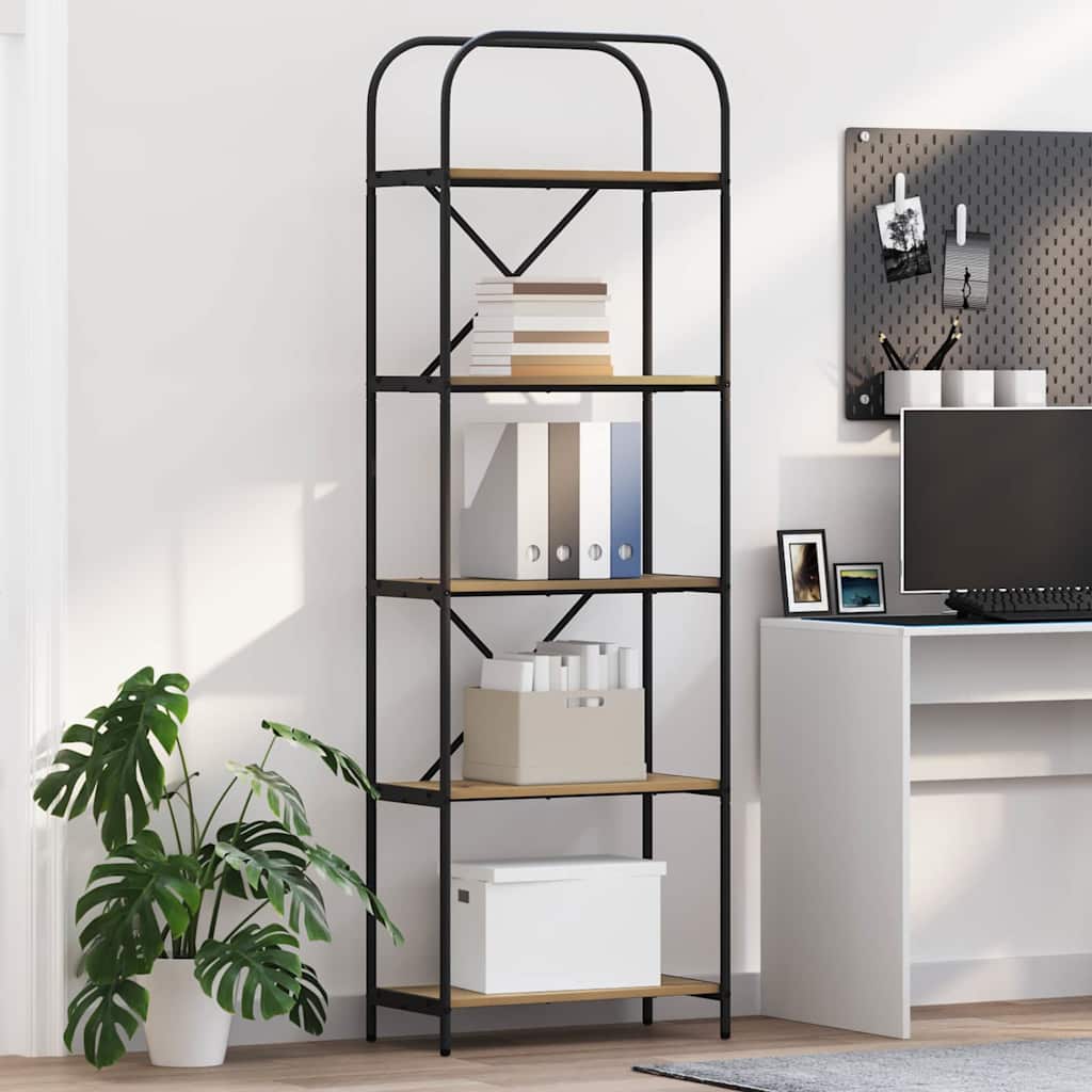 Bogreol 5 niveauer 60 x 30 x 183 cm Konstrueret træ