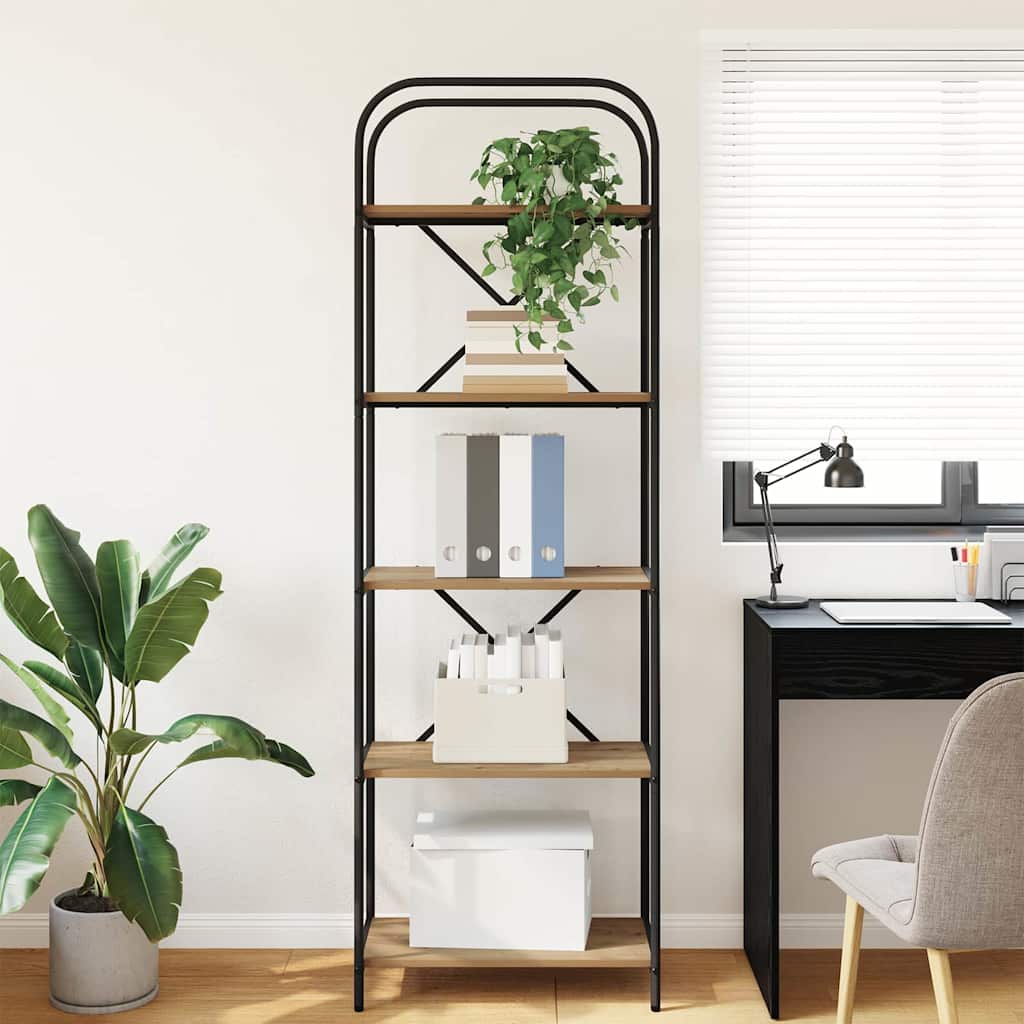 Bogreol 5 niveauer 60 x 30 x 183 cm Konstrueret træ