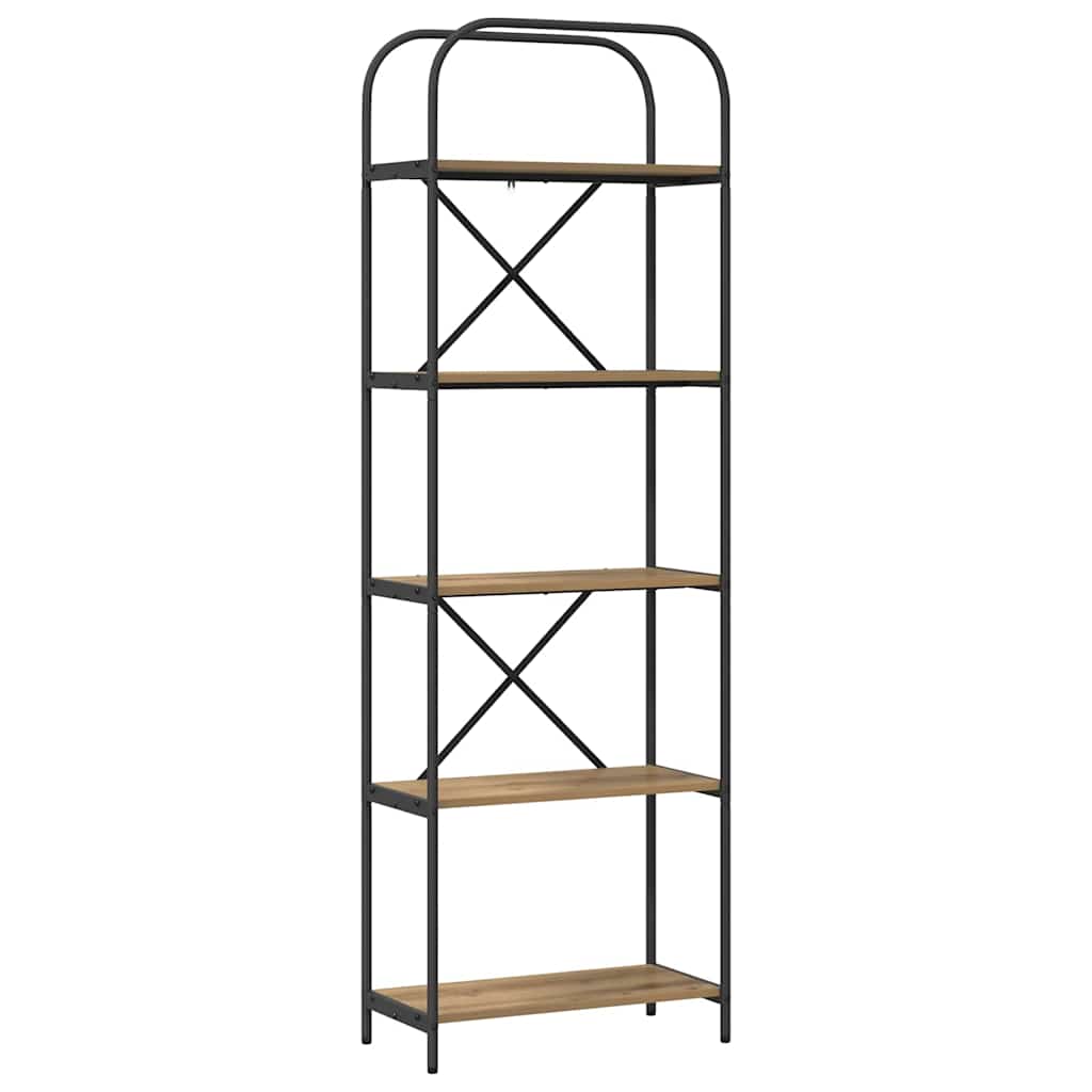 Bogreol 5 niveauer 60 x 30 x 183 cm Konstrueret træ