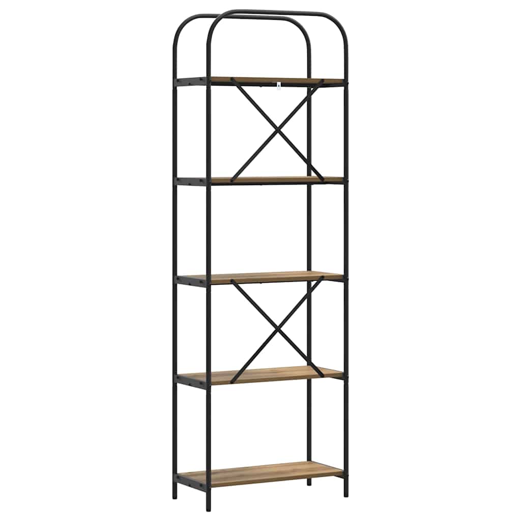 Bogreol 5 niveauer 60 x 30 x 183 cm Konstrueret træ
