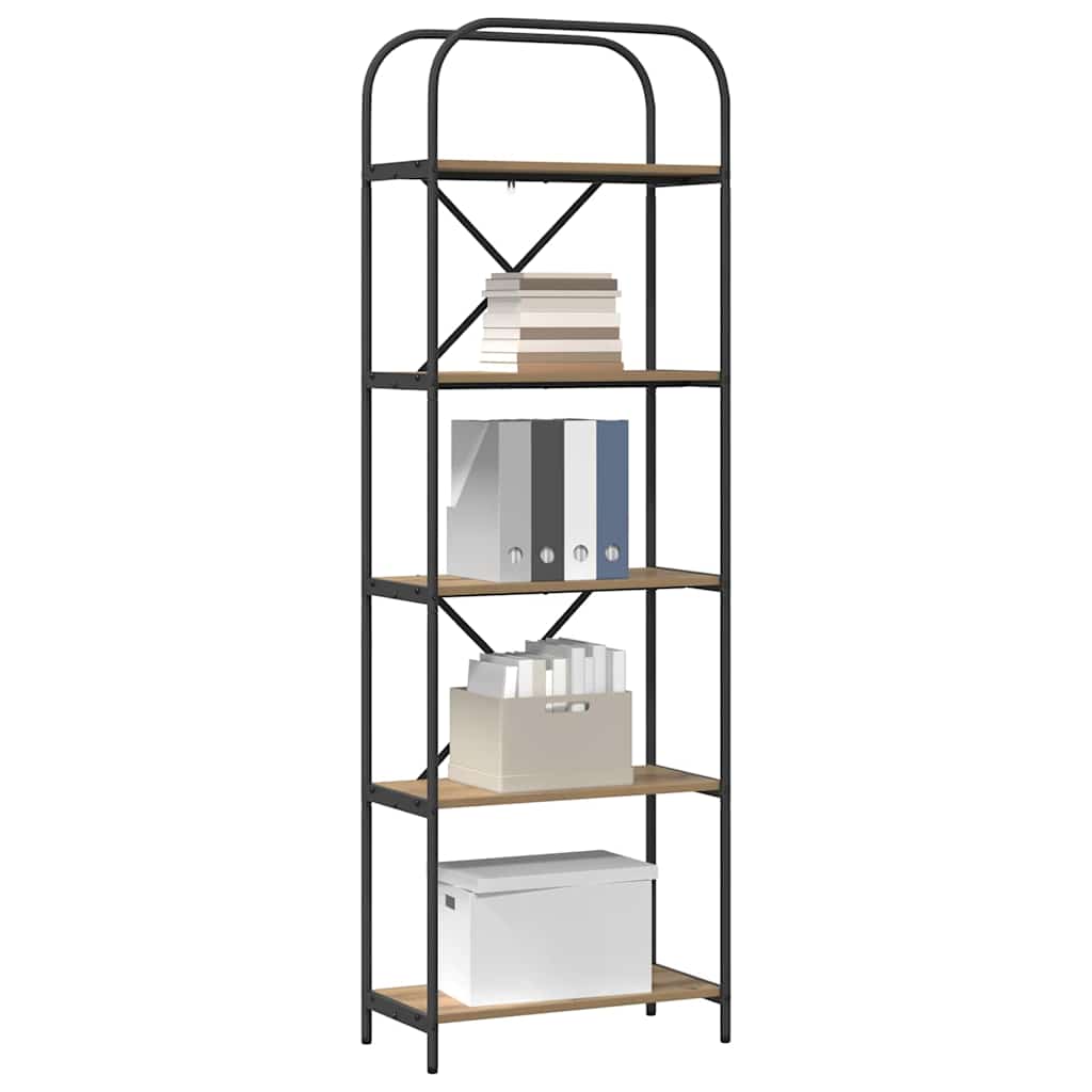 Bogreol 5 niveauer 60 x 30 x 183 cm Konstrueret træ