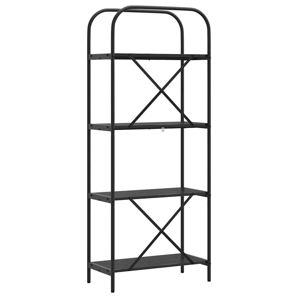 Bogreol 4 niveauer 60 x 30 x 146 cm Konstrueret træ Sort eg