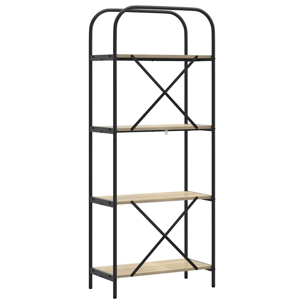Bogreol 4 niveauer 60 x 30 x 146 cm Konstrueret træ Sonoma eg