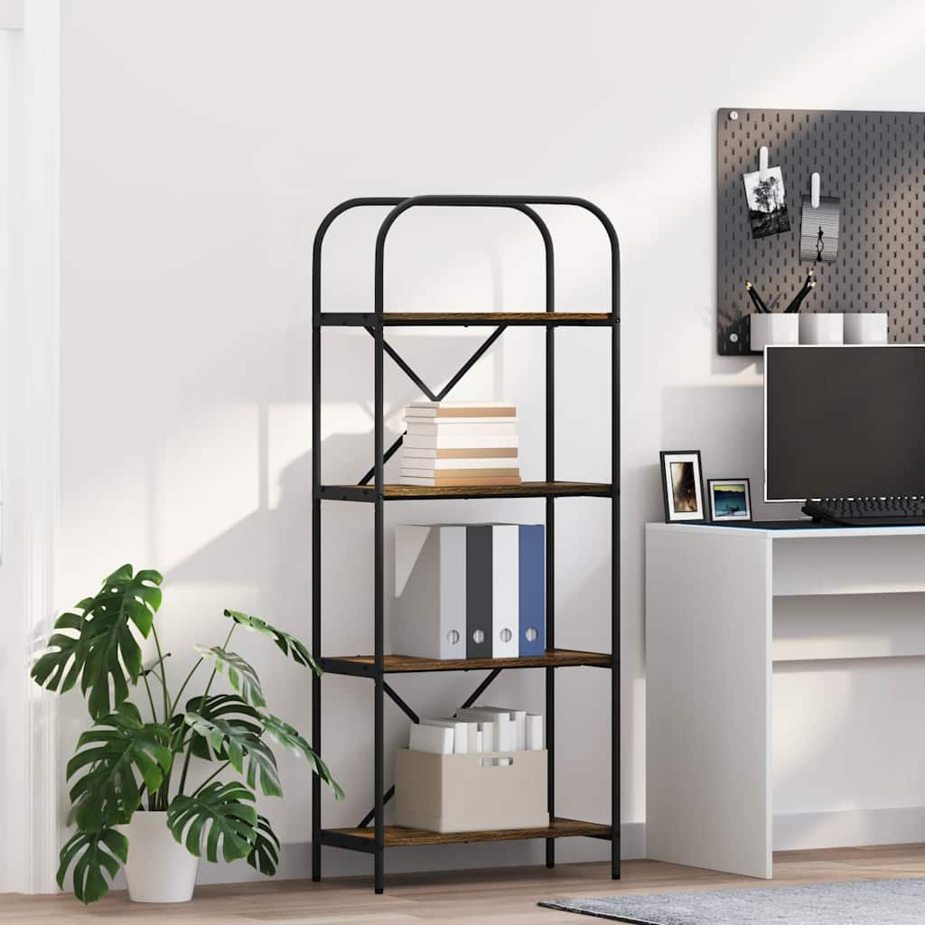 Bogreol 4 niveauer 60 x 30 x 146 cm Konstrueret træ Røget eg