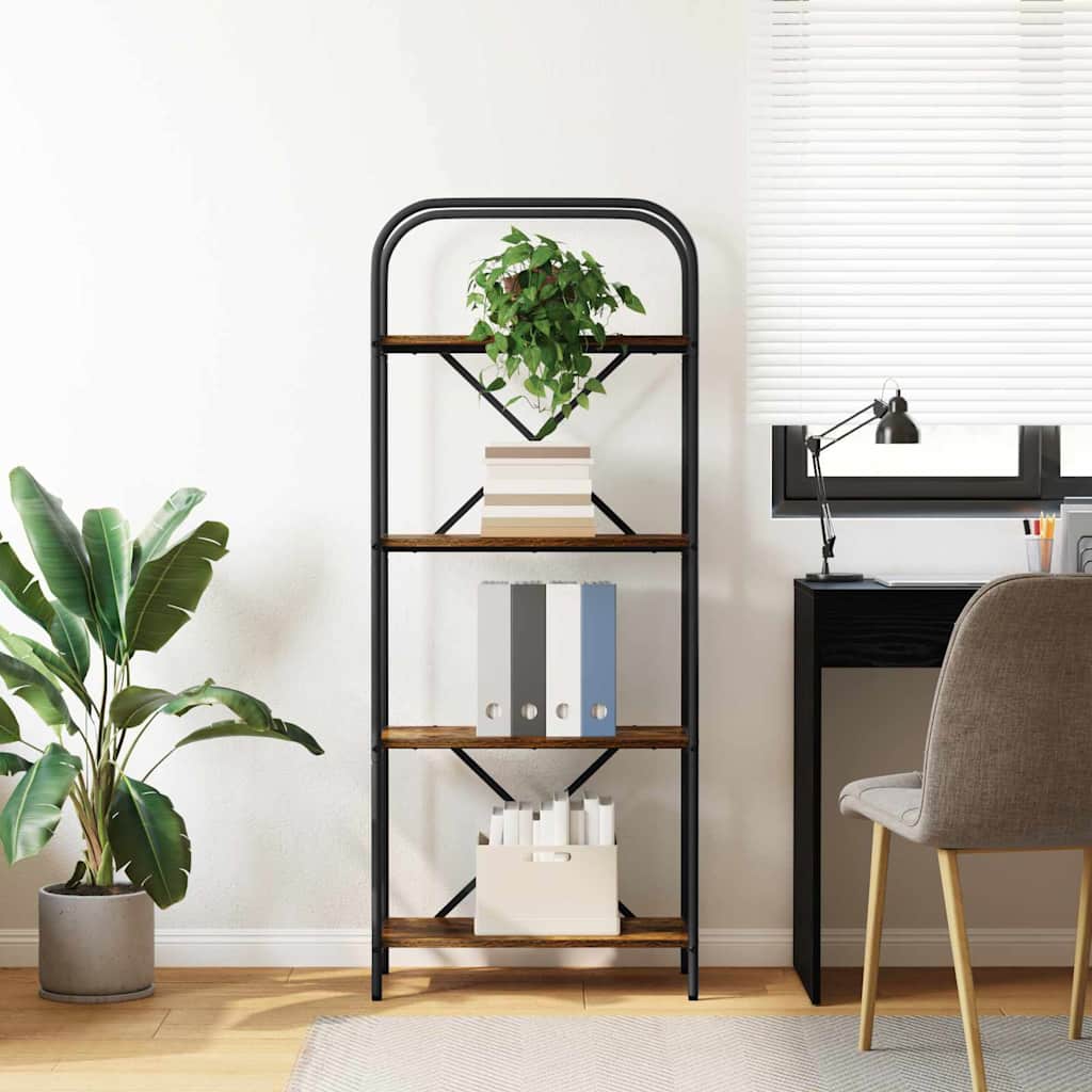 Bogreol 4 niveauer 60 x 30 x 146 cm Konstrueret træ Røget eg