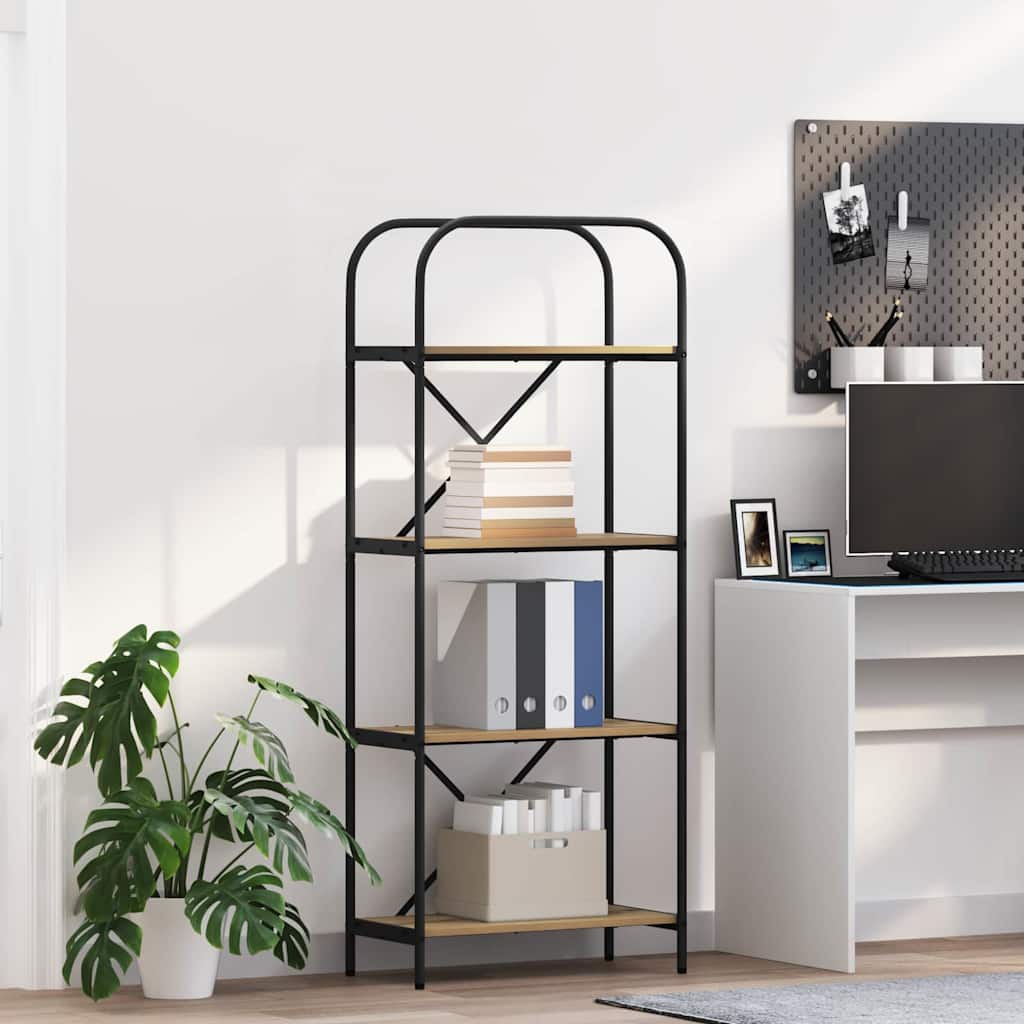 Bogreol 4 niveauer 60 x 30 x 146 cm Konstrueret træ