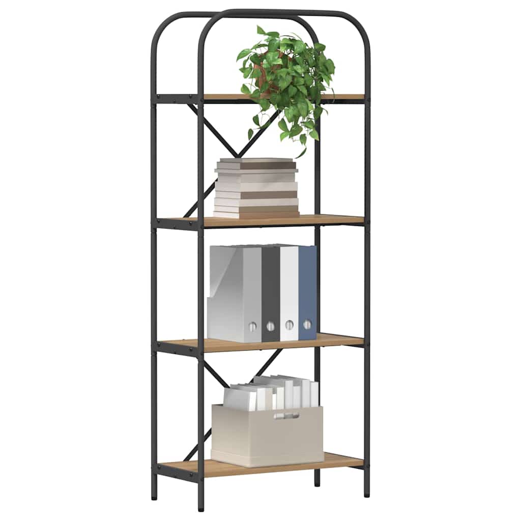 Bogreol 4 niveauer 60 x 30 x 146 cm Konstrueret træ