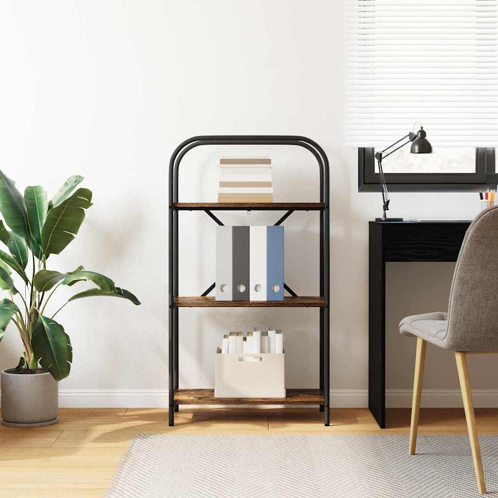 Bogreol 3 niveauer 60 x 30 x 109 cm Konstrueret træ Røget eg