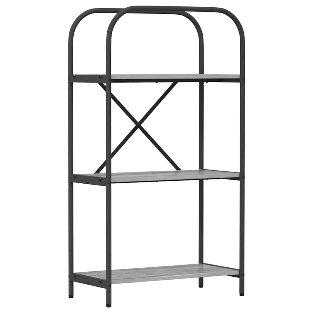 Bogreol 3 niveauer 60 x 30 x 109 cm Konstrueret træ Grå Sonoma