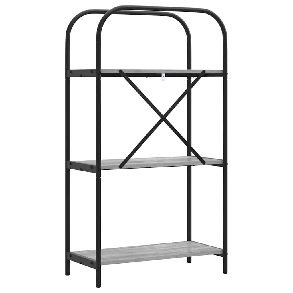 Bogreol 3 niveauer 60 x 30 x 109 cm Konstrueret træ Grå Sonoma