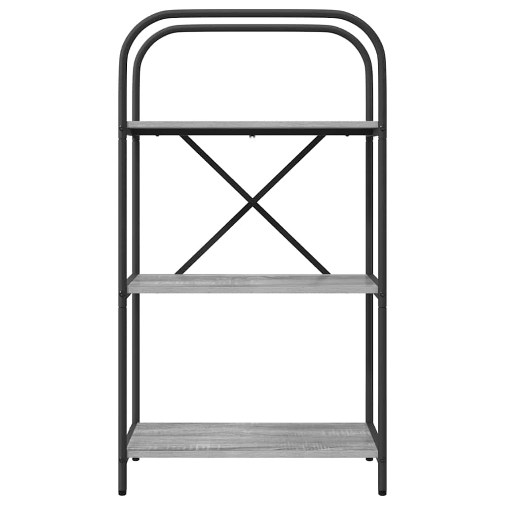 Bogreol 3 niveauer 60 x 30 x 109 cm Konstrueret træ Grå Sonoma