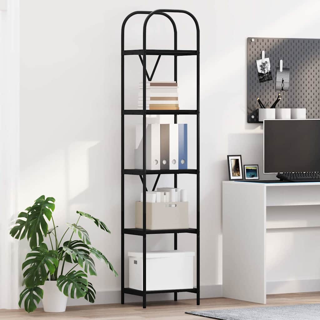 Bogreol 5 niveauer 40 x 30 x 183 cm Konstrueret træ Sort eg