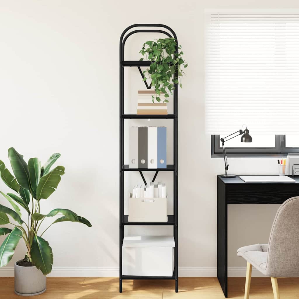 Bogreol 5 niveauer 40 x 30 x 183 cm Konstrueret træ Sort eg