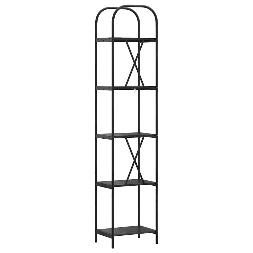 Bogreol 5 niveauer 40 x 30 x 183 cm Konstrueret træ Sort eg