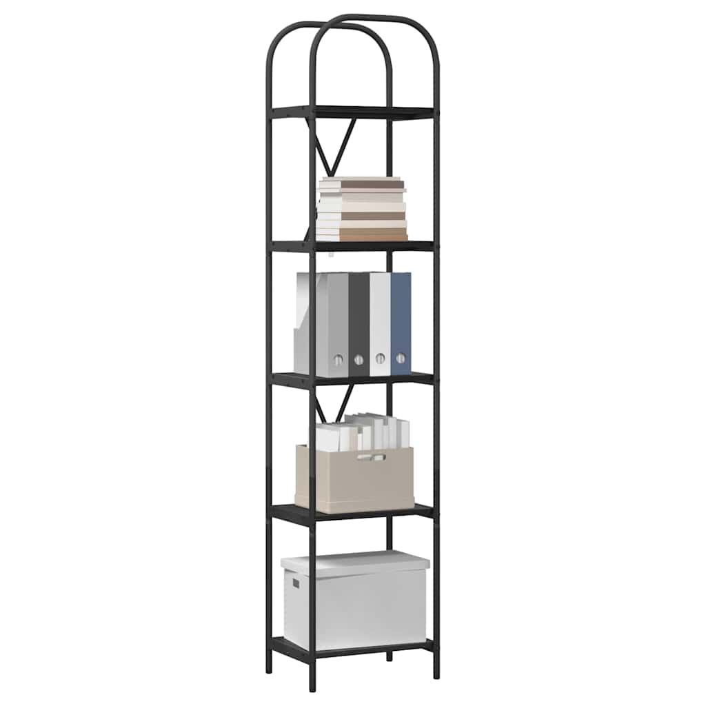 Bogreol 5 niveauer 40 x 30 x 183 cm Konstrueret træ Sort eg