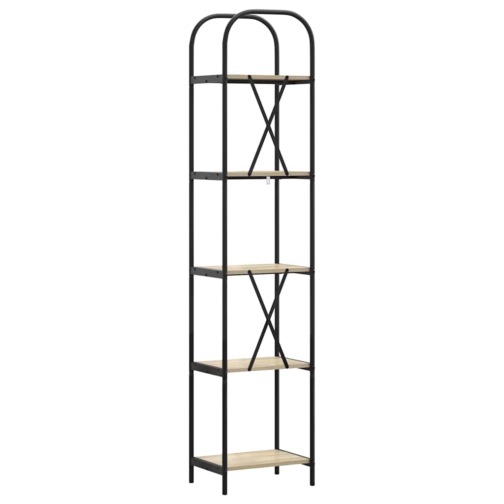 Bogreol 5 niveauer 40 x 30 x 183 cm Konstrueret træ Sonoma eg