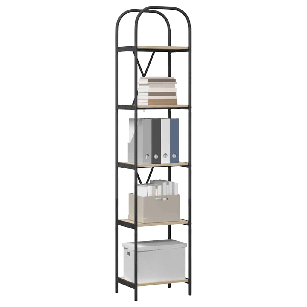 Bogreol 5 niveauer 40 x 30 x 183 cm Konstrueret træ Sonoma eg