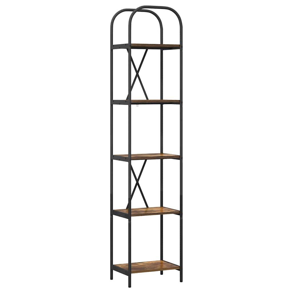 Bogreol 5 niveauer 40 x 30 x 183 cm Konstrueret træ Røget eg