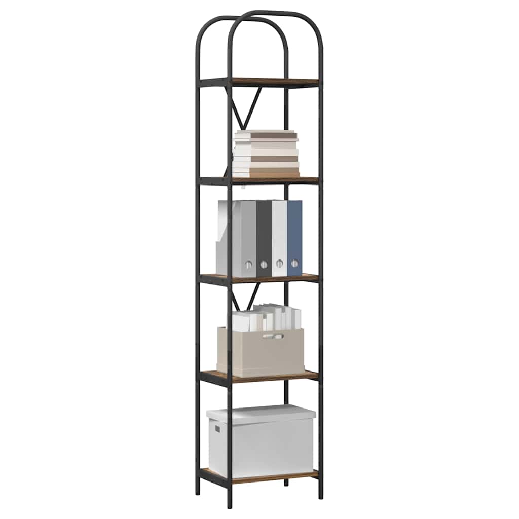 Bogreol 5 niveauer 40 x 30 x 183 cm Konstrueret træ Røget eg