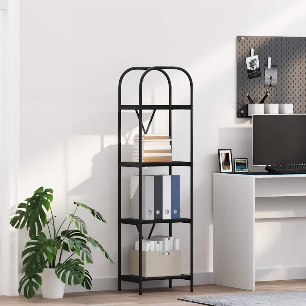 Bogreol 4 niveauer 40 x 30 x 146 cm Konstrueret træ Sort eg