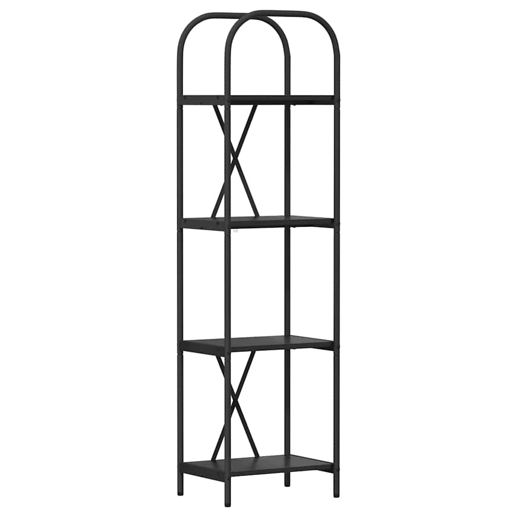 Bogreol 4 niveauer 40 x 30 x 146 cm Konstrueret træ Sort eg