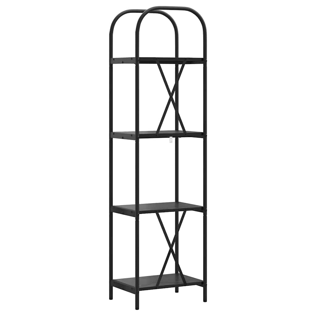Bogreol 4 niveauer 40 x 30 x 146 cm Konstrueret træ Sort eg