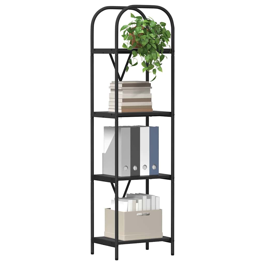 Bogreol 4 niveauer 40 x 30 x 146 cm Konstrueret træ Sort eg