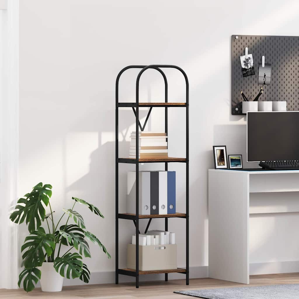 Bogreol 4 niveauer 40 x 30 x 146 cm Konstrueret træ Røget eg
