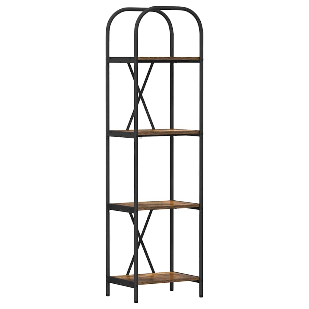 Bogreol 4 niveauer 40 x 30 x 146 cm Konstrueret træ Røget eg
