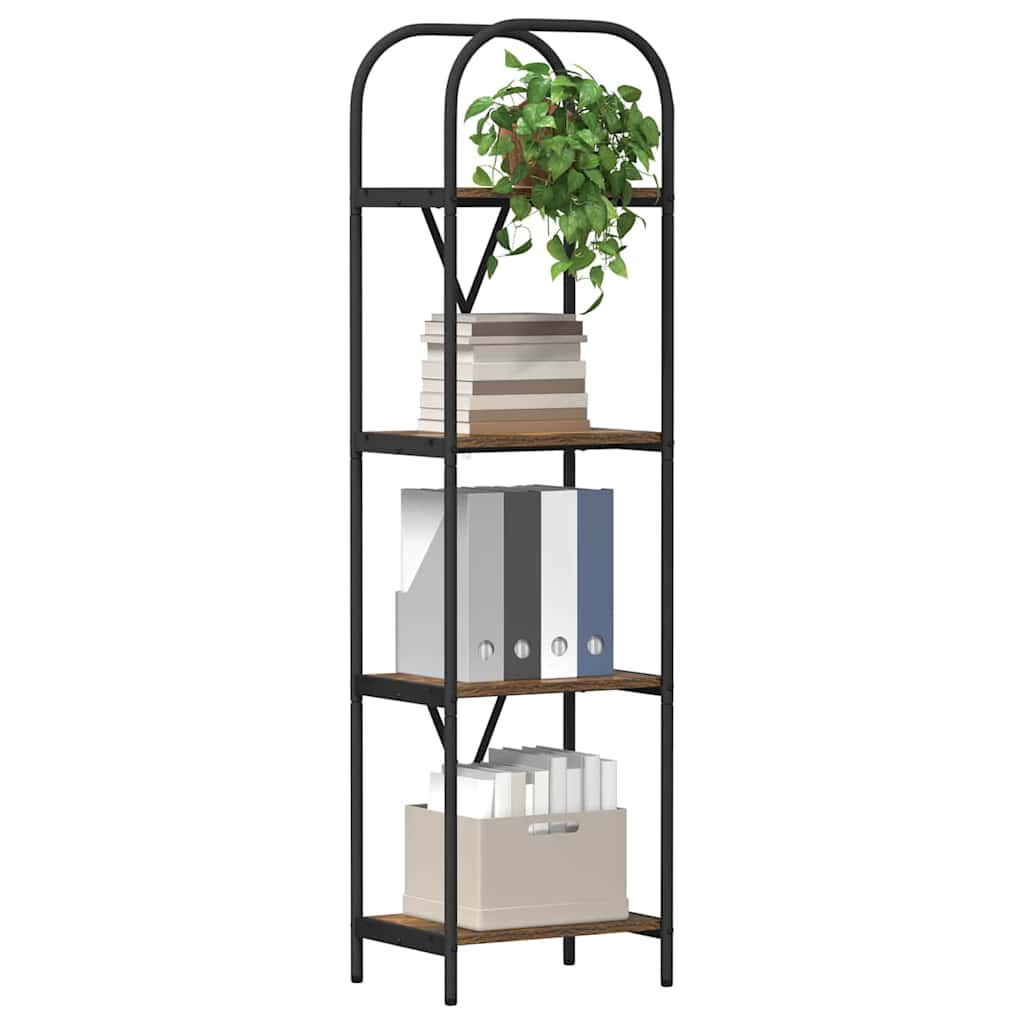 Bogreol 4 niveauer 40 x 30 x 146 cm Konstrueret træ Røget eg