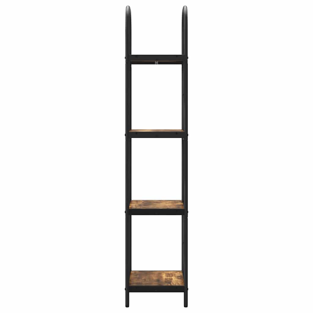 Bogreol 4 niveauer 40 x 30 x 146 cm Konstrueret træ Røget eg