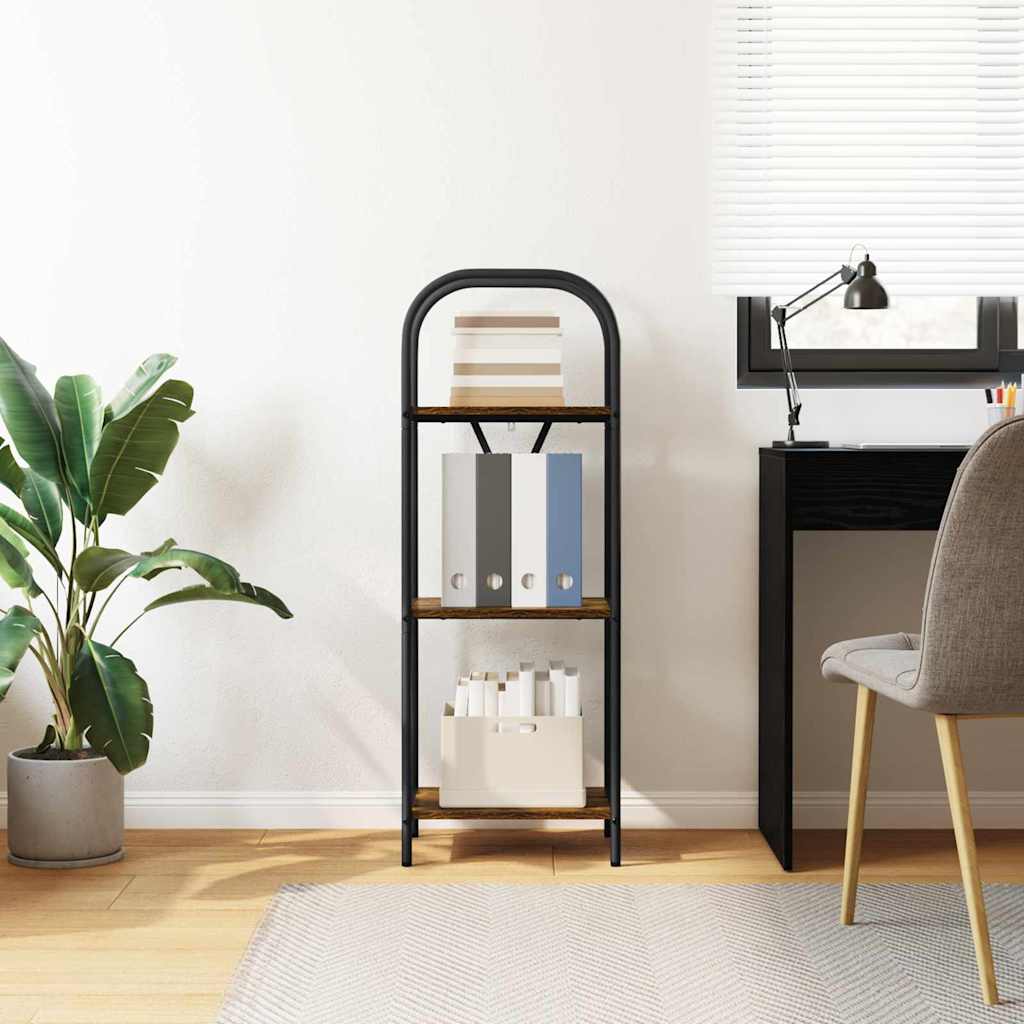 Bogreol 3 niveauer 40 x 30 x 109 cm Konstrueret træ Røget eg