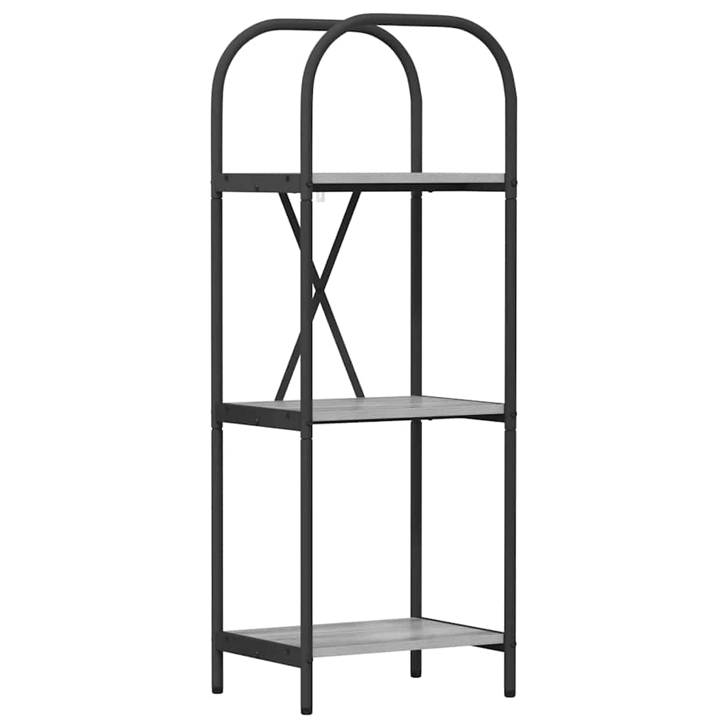 Bogreol 3 niveauer 40 x 30 x 109 cm Konstrueret træ Grå Sonoma
