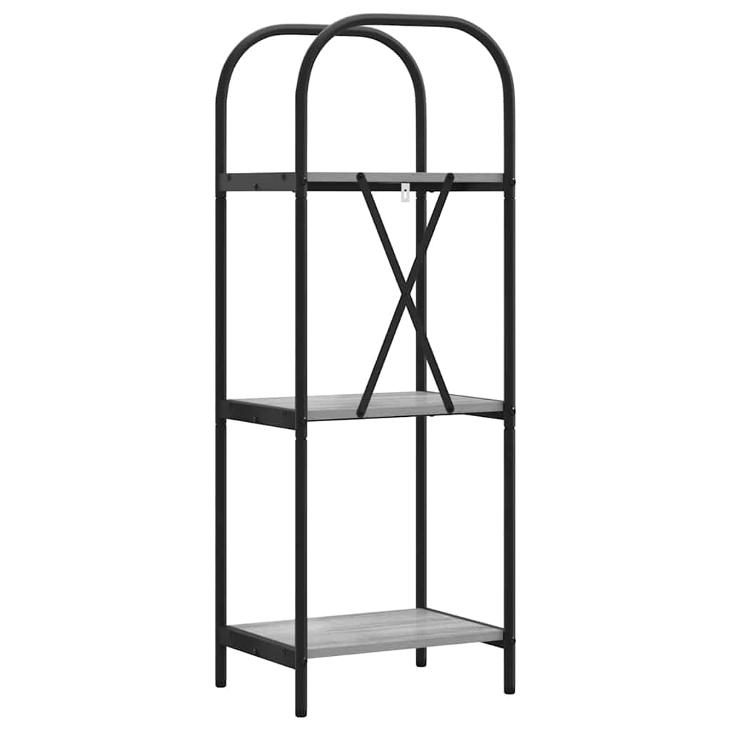 Bogreol 3 niveauer 40 x 30 x 109 cm Konstrueret træ Grå Sonoma