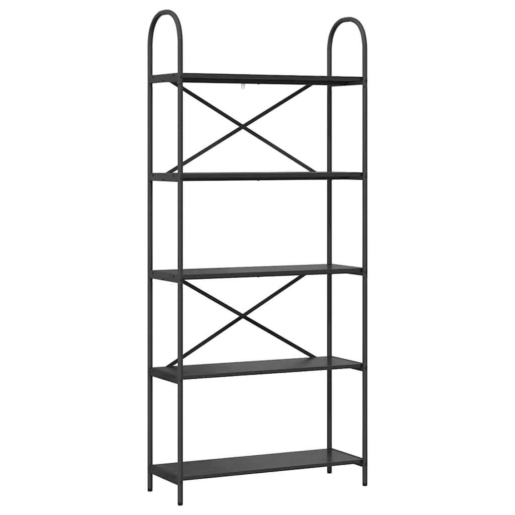 Bogreol 5 niveauer 80 x 30 x 183 cm Konstrueret træ Sort eg