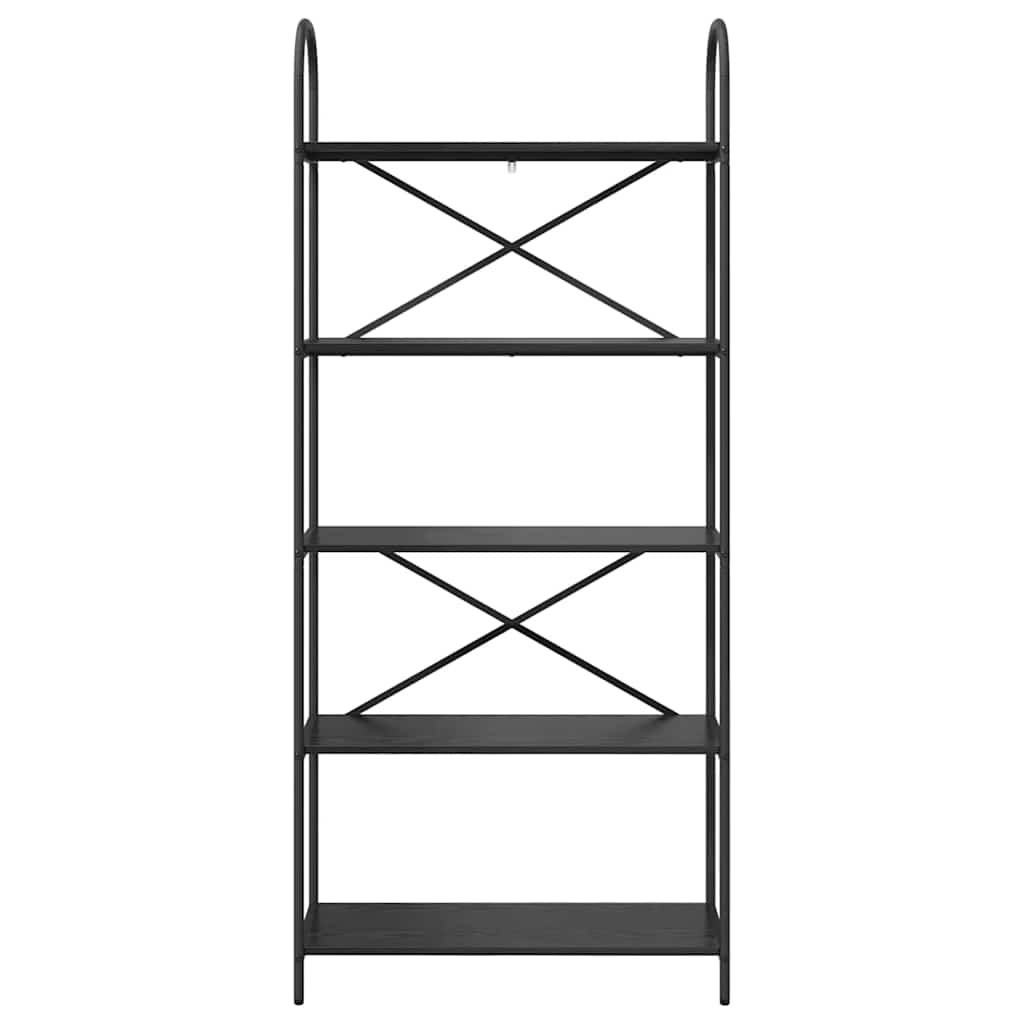 Bogreol 5 niveauer 80 x 30 x 183 cm Konstrueret træ Sort eg