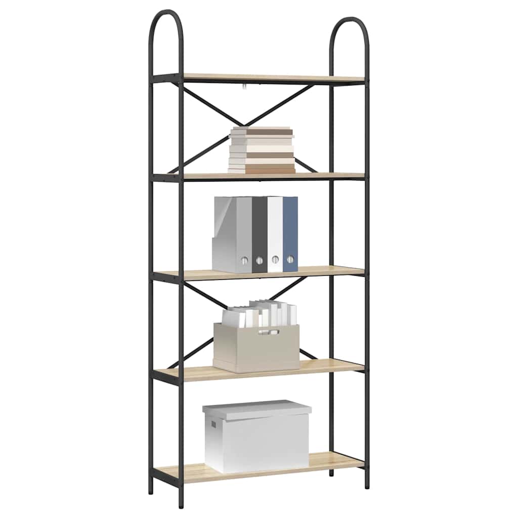 Bogreol 5 niveauer 80 x 30 x 183 cm Konstrueret træ Sonoma eg