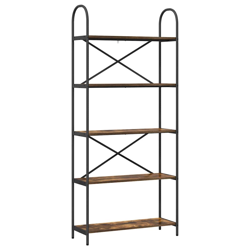 Bogreol 5 niveauer 80 x 30 x 183 cm Konstrueret træ Røget eg
