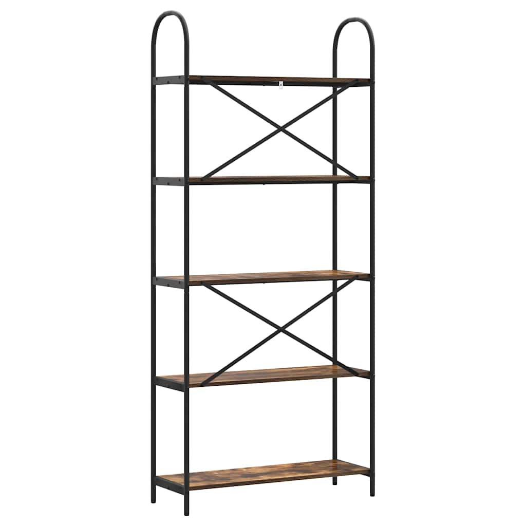 Bogreol 5 niveauer 80 x 30 x 183 cm Konstrueret træ Røget eg