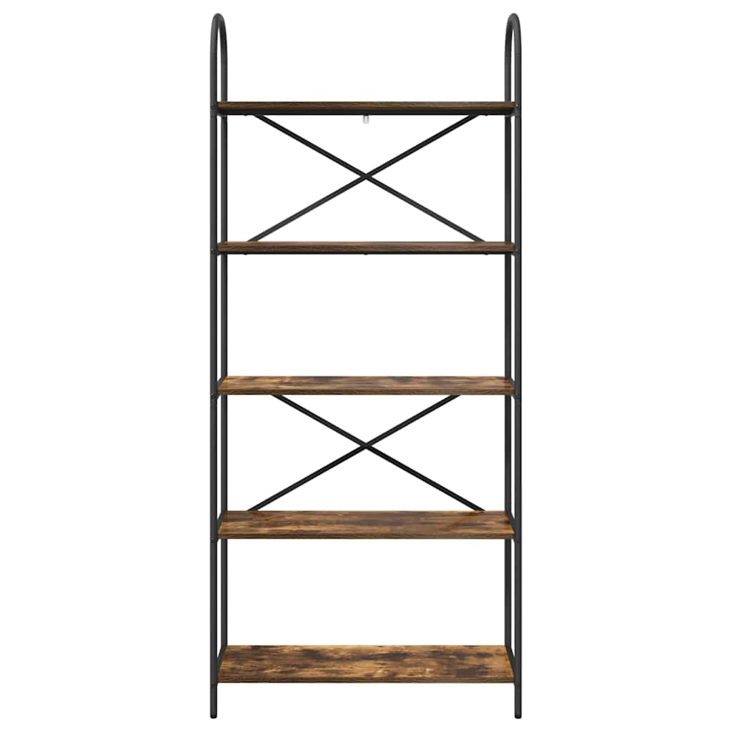 Bogreol 5 niveauer 80 x 30 x 183 cm Konstrueret træ Røget eg