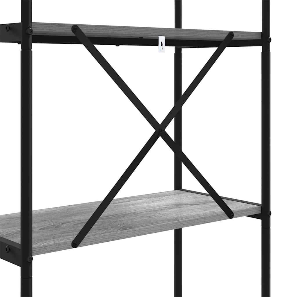 Bogreol 5 niveauer 80 x 30 x 183 cm Konstrueret træ Grå Sonoma