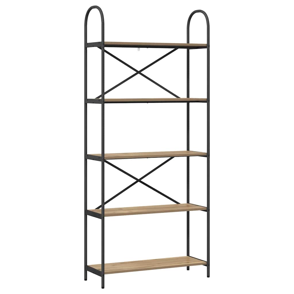 Bogreol 5 niveauer 80 x 30 x 183 cm Konstrueret træ