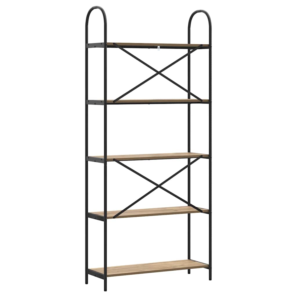Bogreol 5 niveauer 80 x 30 x 183 cm Konstrueret træ