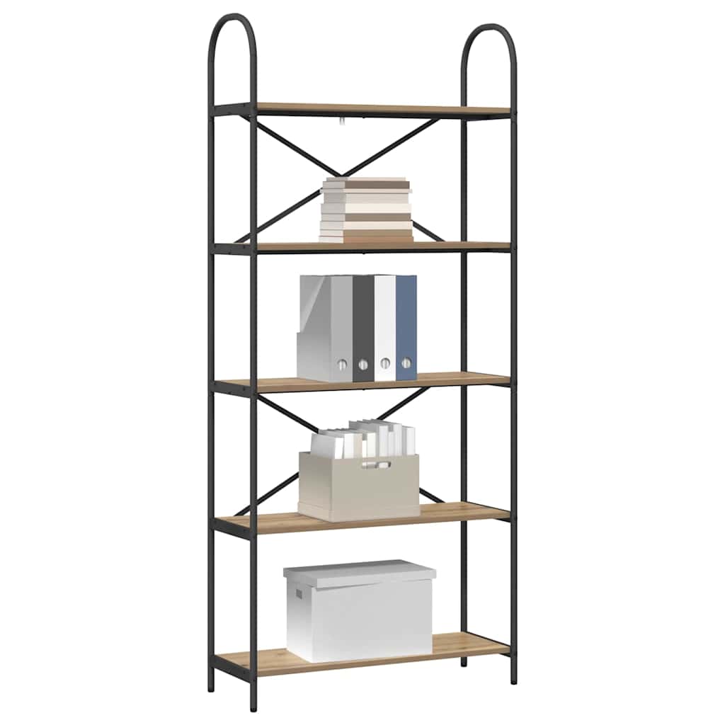Bogreol 5 niveauer 80 x 30 x 183 cm Konstrueret træ