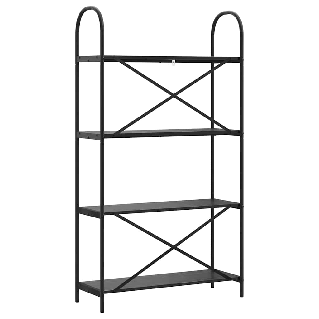 Bogreol 4 niveauer 80 x 30 x 146 cm Konstrueret træ Sort eg
