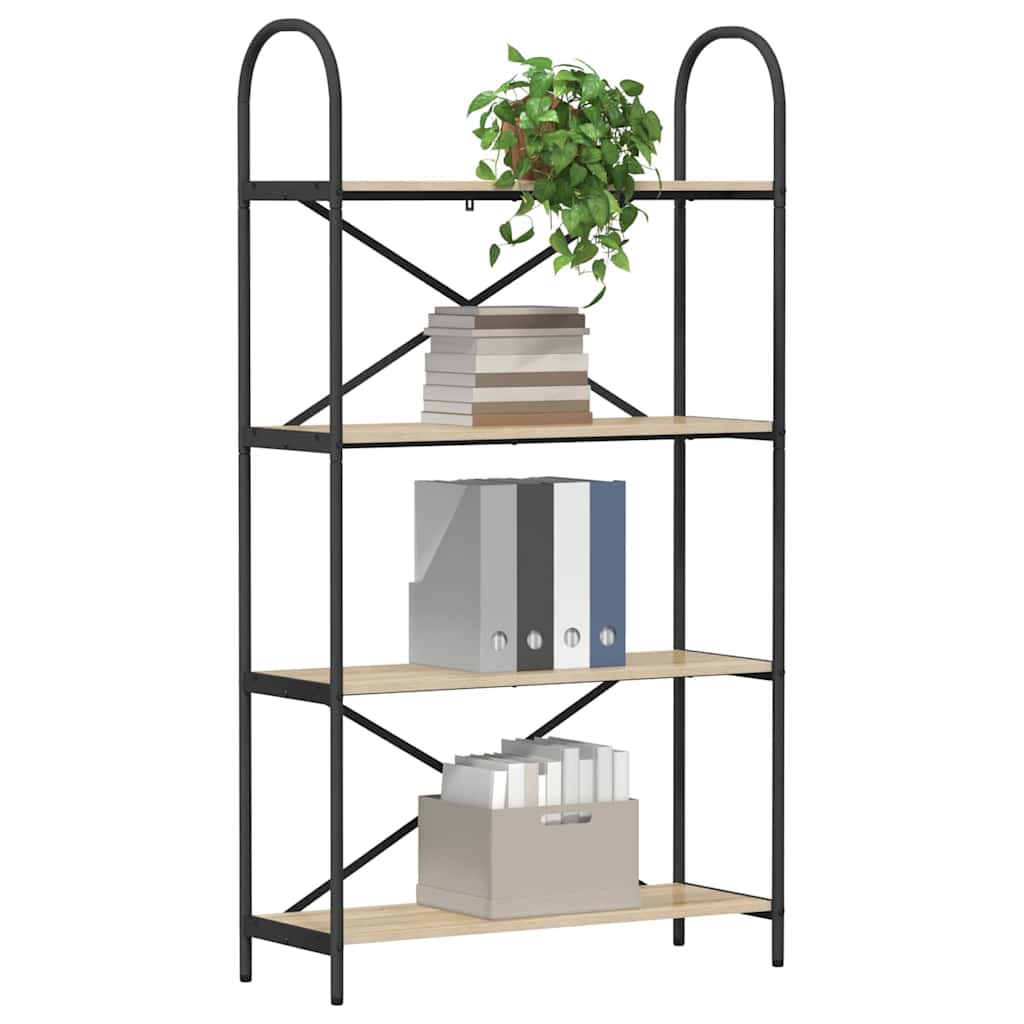 Bogreol 4 niveauer 80 x 30 x 146 cm Konstrueret træ Sonoma eg