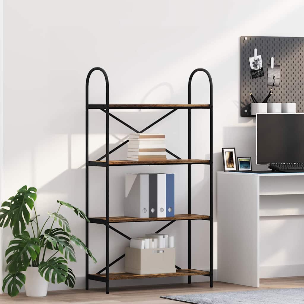 Bogreol 4 niveauer 80 x 30 x 146 cm Konstrueret træ Røget eg